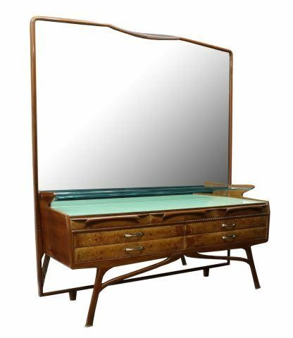 Appraisal: Italian mid-century modern dresser and mirror c s framed flat