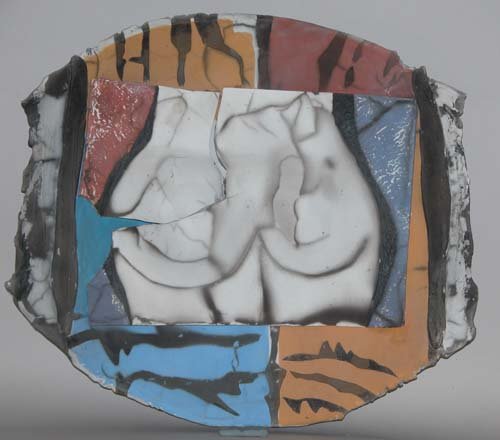 Appraisal: Wall Relief with Nude and reduction stenciling Ceramic on Ceramic