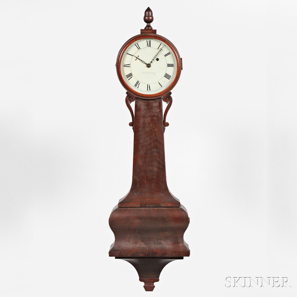 Appraisal: Joseph Nye Dunning Wall Clock Burlington Vermont c mahogany case