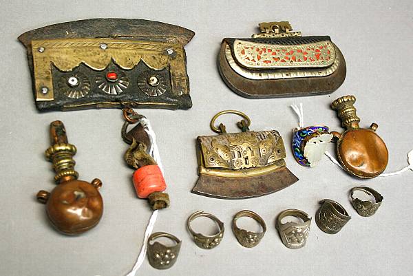 Appraisal: A large group of small Asian metal ornaments Including small