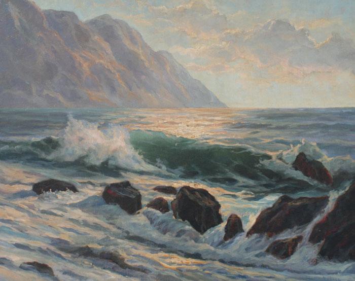 Appraisal: KIMBALL Velma American th C Rocky Coast Cliffs Oil Canvas