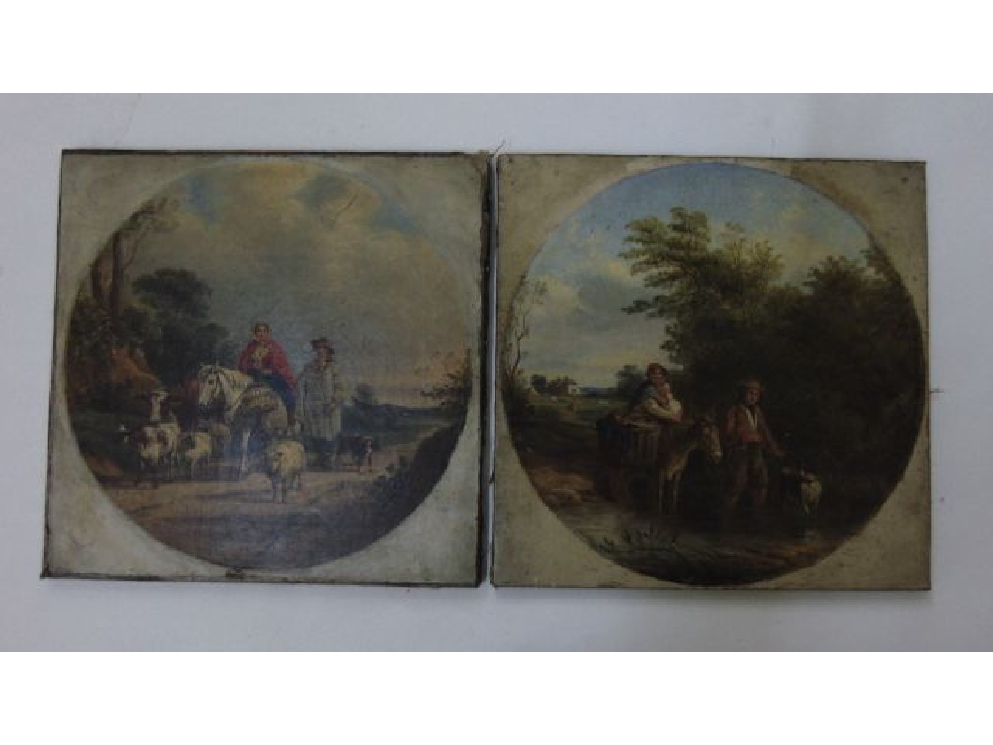 Appraisal: A pair of mid th century oil on canvas going