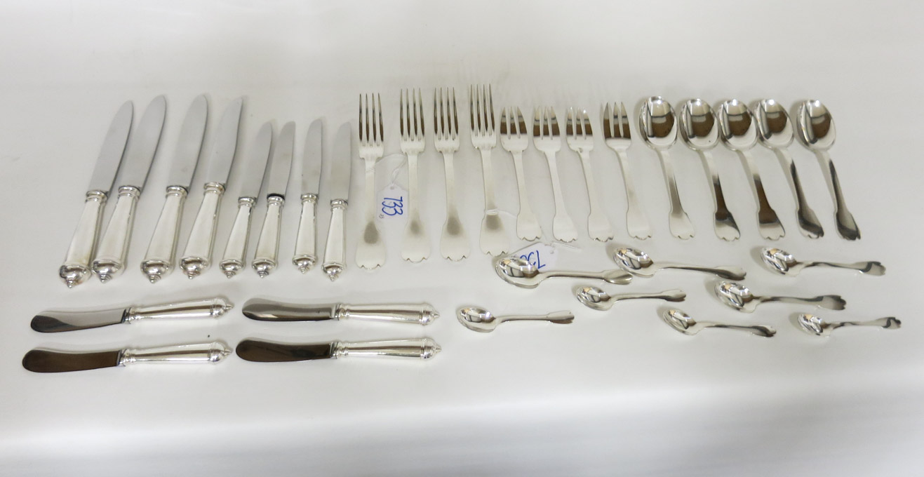 Appraisal: CHRISTOFLE STERLING SILVER FLATWARE SET thirty-three pieces comprised of hollow