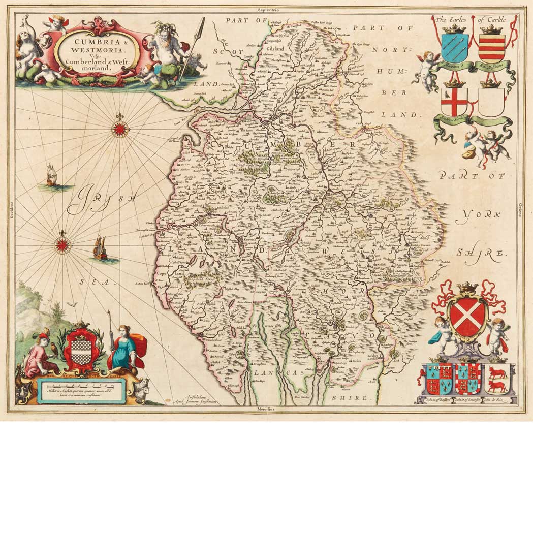 Appraisal: MAP Cumbria Westmoria vulgo Cumberland Westmoreland Amsterdam n d Hand-colored