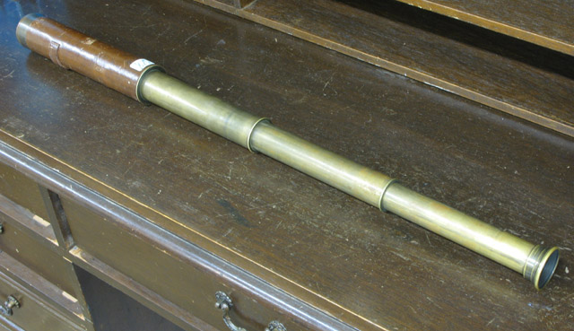 Appraisal: BRASS LEATHER EXTENDING TELESCOPE Length fully extended Condition Report