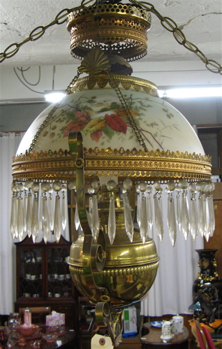 Appraisal: AMERICAN CEILING LIGHT FIXTURE brass and glass dome decorated with