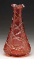 Appraisal: RED LOETZ TYPE VASE Lovely Loetz vase has cranberry glass