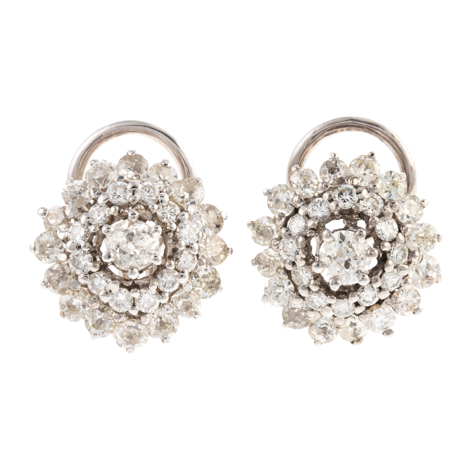 Appraisal: A PAIR OF CTW OLD EUROPEAN DIAMOND EARRINGS K white