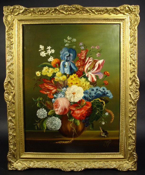 Appraisal: DAM - Oil onto panel of still life flowers in