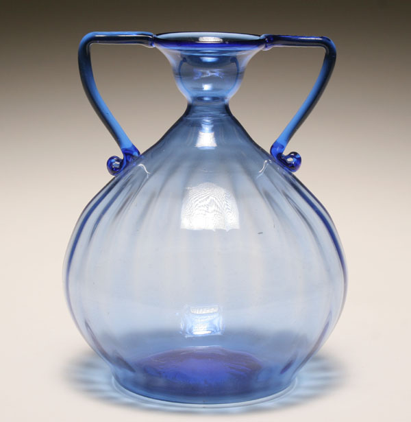 Appraisal: Venini blue soffiati Murano art glass vase probably Vittorio Zecchin