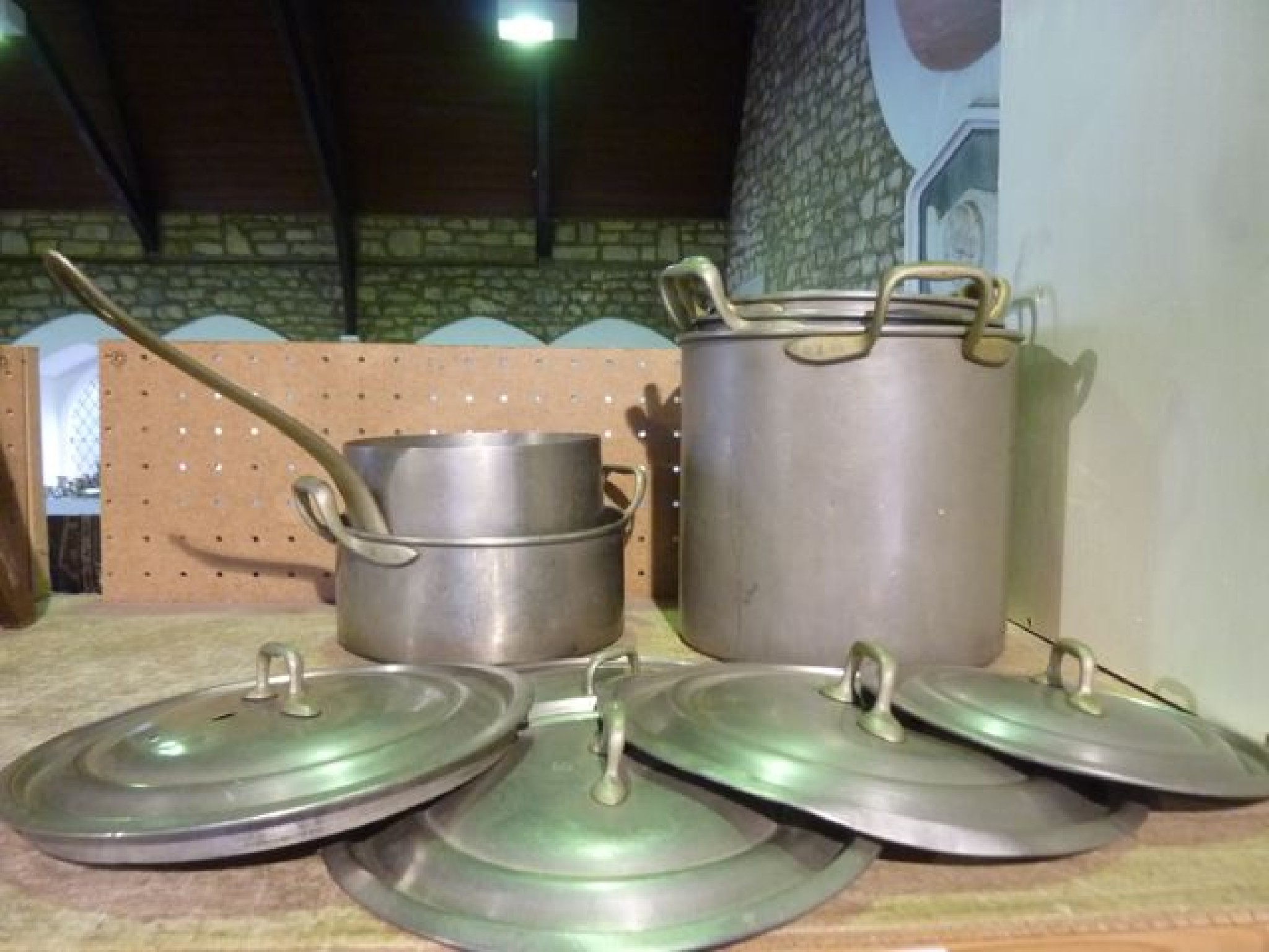 Appraisal: Three German graduated -handled cylindrical boiling pans a similar smaller