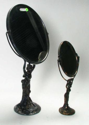 Appraisal: Two Art Nouveau mirrors both with cast metal figural bases