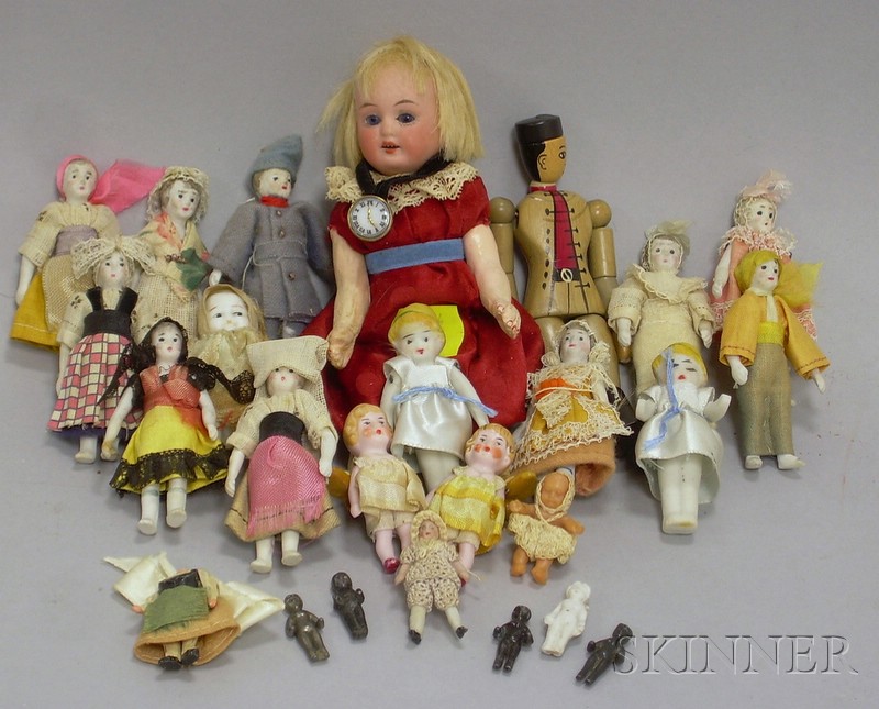 Appraisal: Seventeen Assorted Miniature Bisque Dolls and Figures