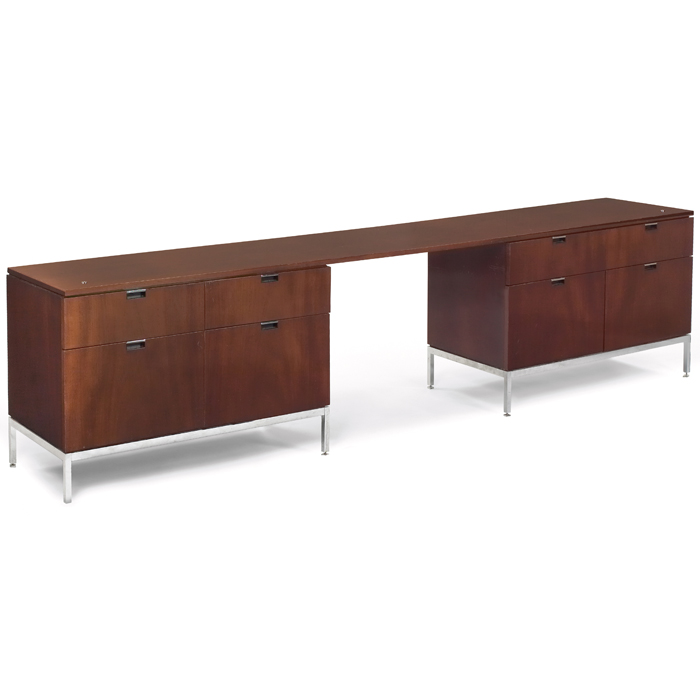 Appraisal: Florence Knoll custom credenza by Knoll pair of cabinets with