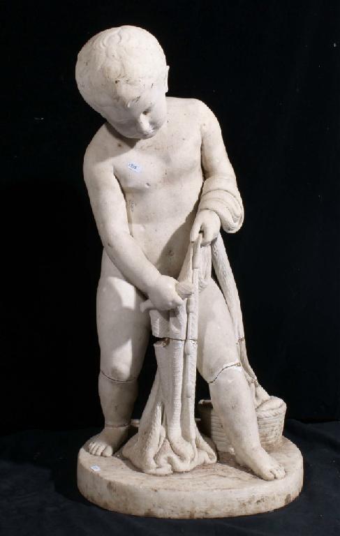 Appraisal: A th century carved marble statue of a boy hauling