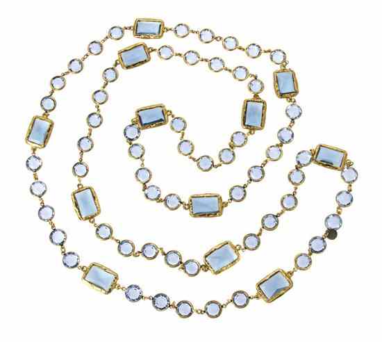 Appraisal: A Chanel Pale Blue Crystal Chiclet Sautoir Stamped Chanel