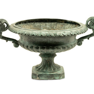 Appraisal: A Patinated Cast Metal Garden Urn th Century Height x