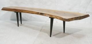 Appraisal: Contemporary Studio Wood Worker Tree Slab Bench T Contemporary Studio