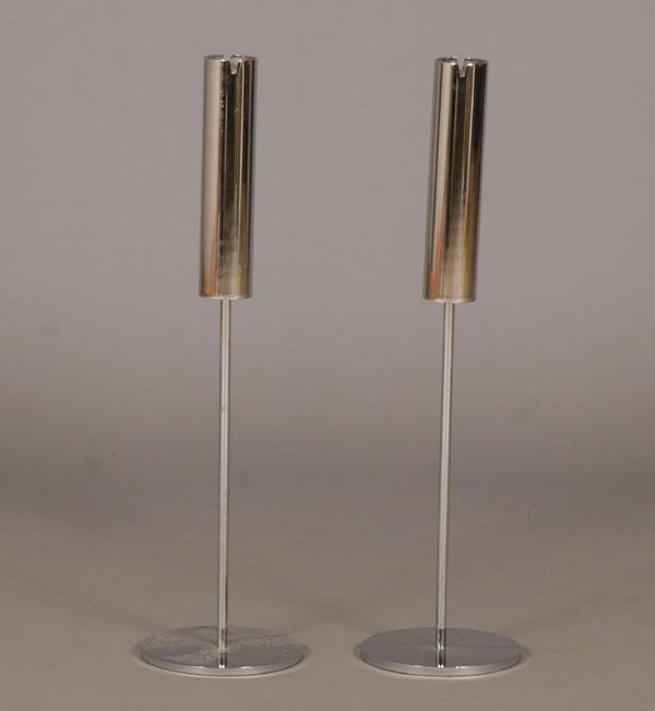 Appraisal: Vecta Modern chrome smoke stands Foil label H