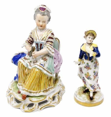 Appraisal: lot of German Dresden porcelain figures including Girl With Yarn