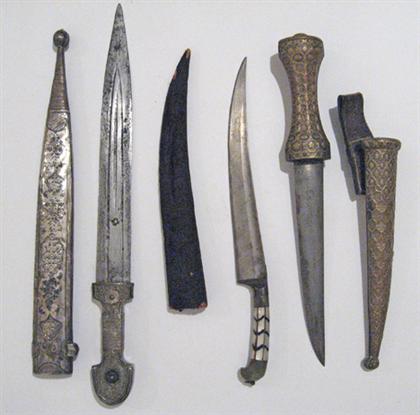 Appraisal: Two Persian quaddra and a pesh-kabz daggers late th century