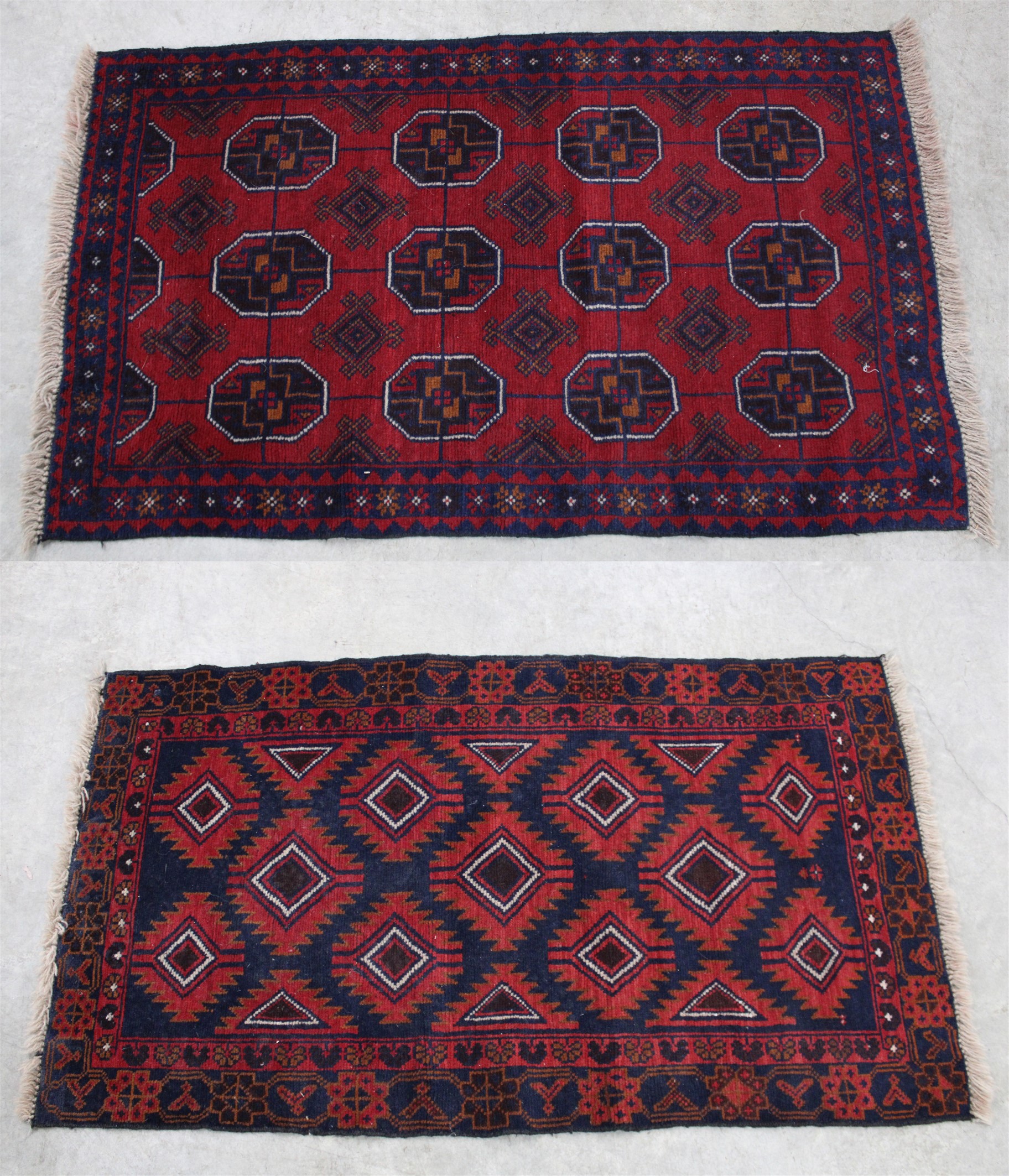 Appraisal: PERSIAN AFGHAN TRIBAL THROW RUGS Persian Afghan tribal throw rugs