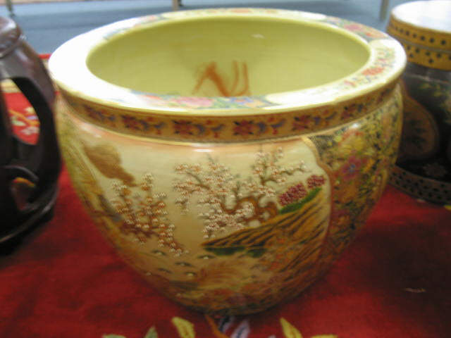 Appraisal: Chinese Porcelain Fishbowl Jardiniere Satsuma style