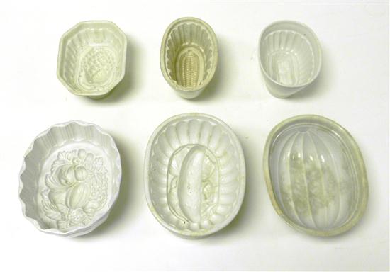 Appraisal: White Ironstone china molds six pieces oval with asparagus melon