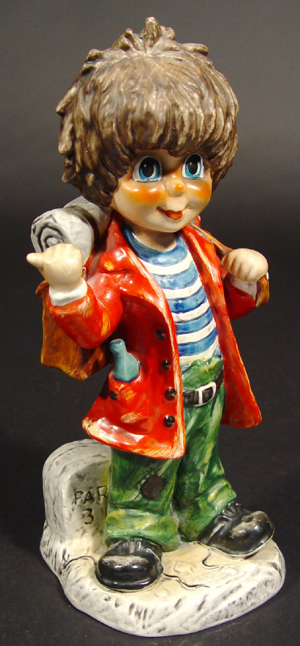 Appraisal: Goebel china figure of a hitchhiker with hand painted decoration