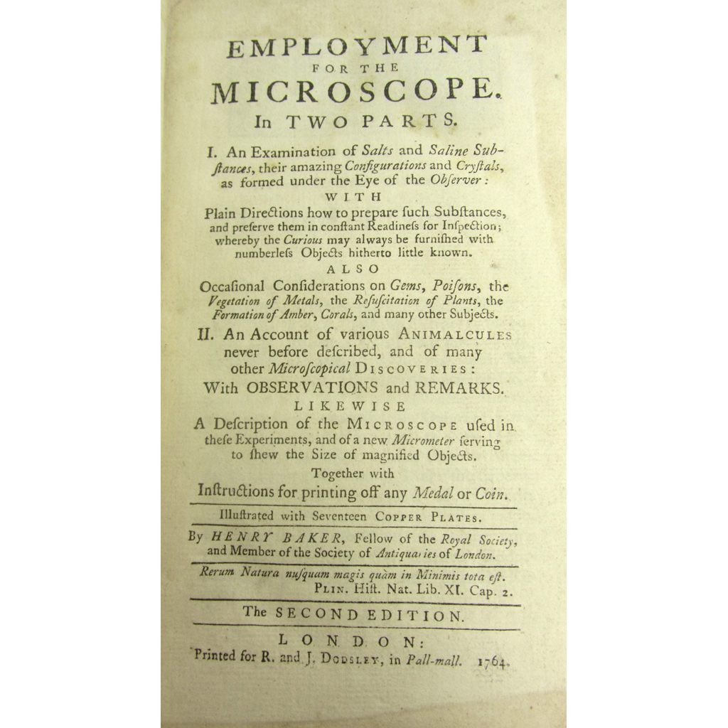 Appraisal: Baker Henry Employment for the Microscope London R and J