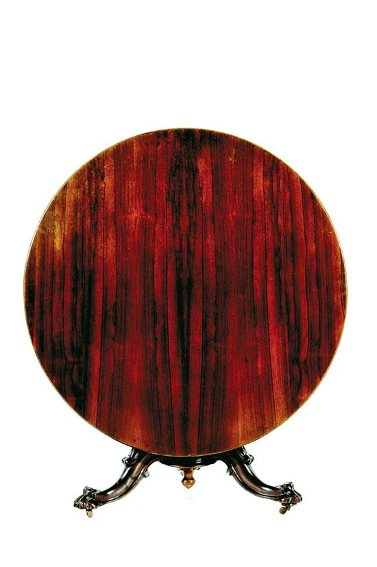 Appraisal: Classical rosewood tilt-top breakfast table mid th century circular top