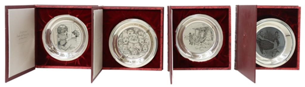 Appraisal: lot of Norman Rockwell Christmas sterling silver plates by Franklin