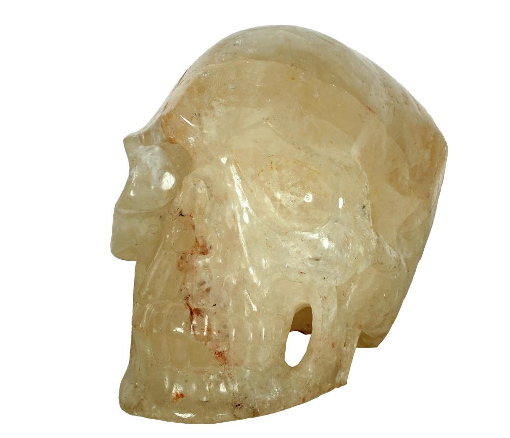 Appraisal: ROCK CRYSTAL SKULL th century Condition with crack running through