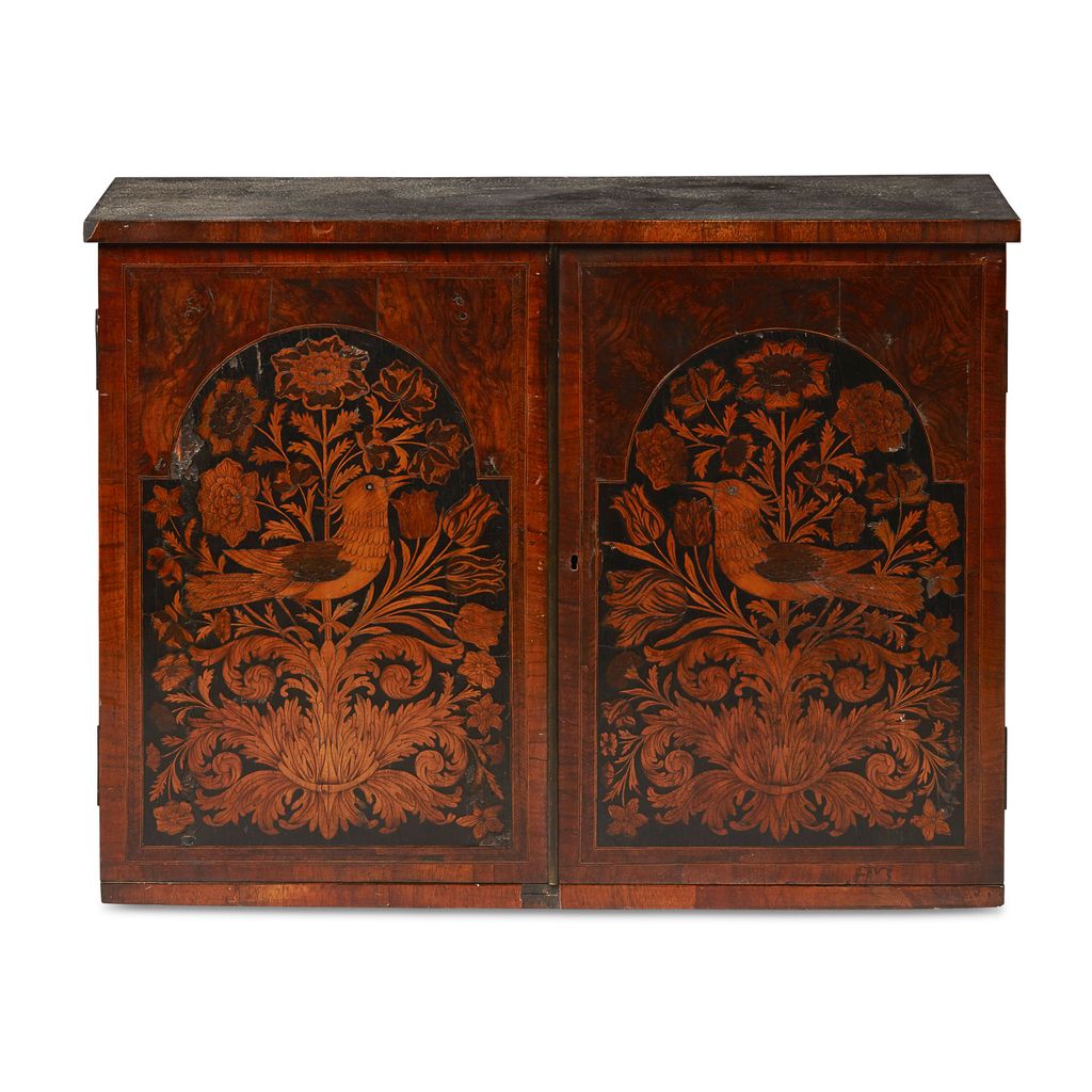 Appraisal: ANGLO-DUTCH WALNUT AND MARQUETRY CABINET LATE TH CENTURY the doors