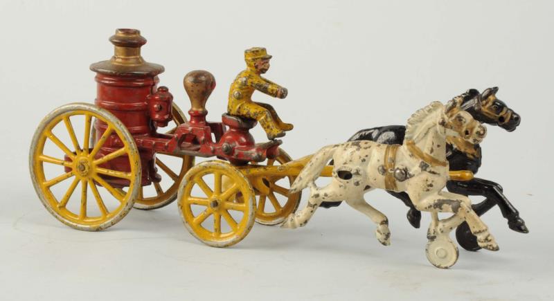 Appraisal: Kenton Cast Iron Horse-Drawn Fire Pumper Includes original driver Pulled