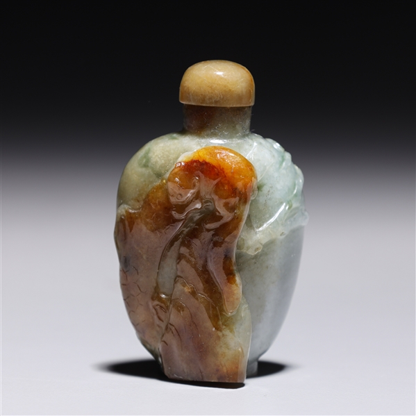 Appraisal: Chinese carved jadeite snuff bottle with squirrel in high-relief and