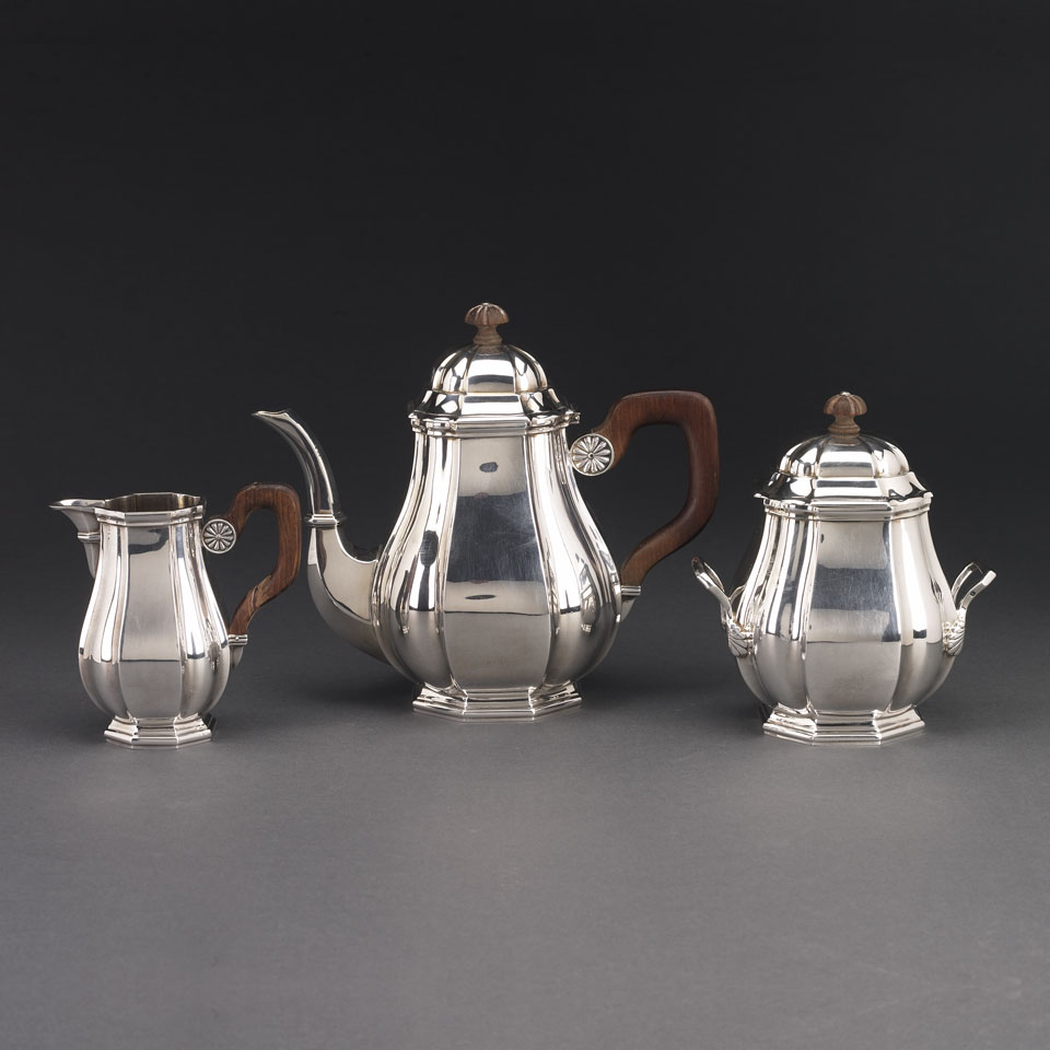 Appraisal: French Silver Coffee Service Paris th century comprising three pieces