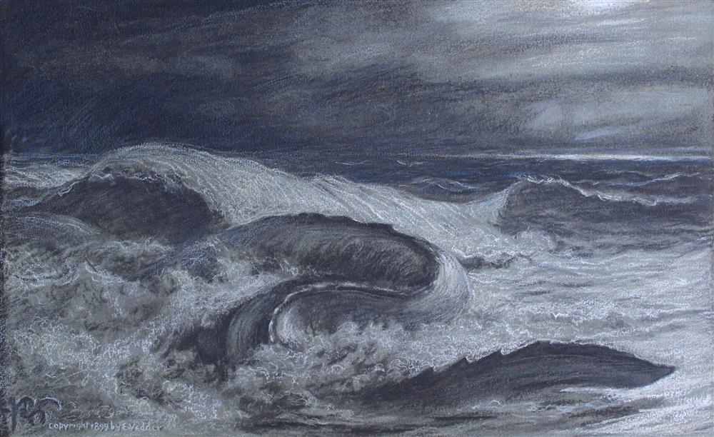 Appraisal: ELIHU VEDDER AMERICAN - SEA SERPENT IN THE WAVES Pastel