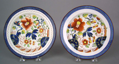 Appraisal: Two Gaudy Dutch plates th c in the single rose