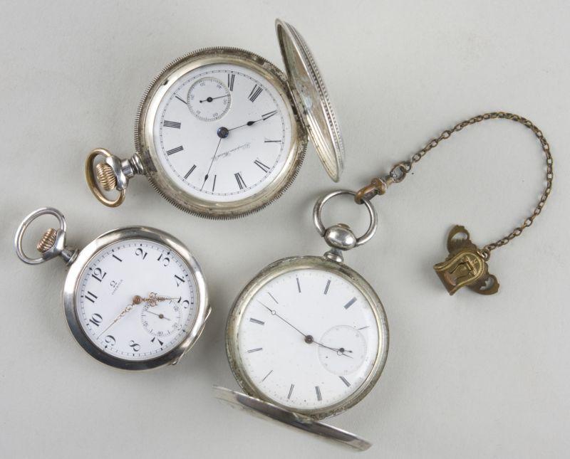 Appraisal: Omega Hampton and Coin Silver Pocket Watches as follows Omega