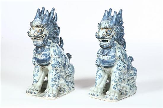 Appraisal: PAIR OF CHI LINH LIONS Asian th century pottery Fearsome