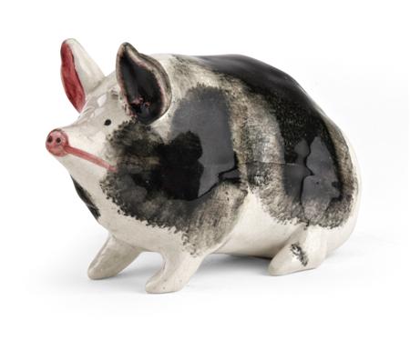 Appraisal: WEMYSS SMALL PIG FIGURE CIRCA black sponged decoration on a