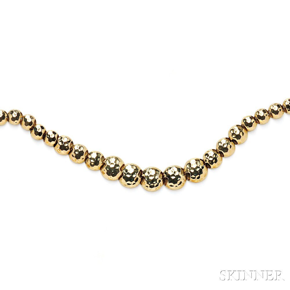 Appraisal: kt Gold Necklace Italy composed of graduating hammered dome links