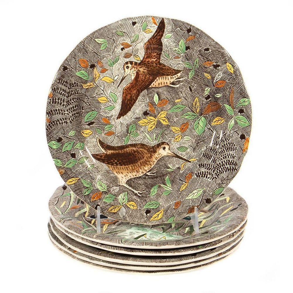 Appraisal: Gien Pottery Set of six in Plates depicting native birds