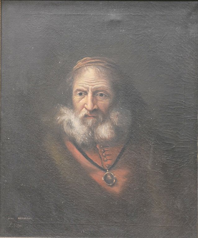 Appraisal: E Sohn after Rembrandt oil on canvas portrait marked E