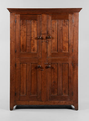 Appraisal: Paneled Walnut Cupboard North Carolina second half th century walnut