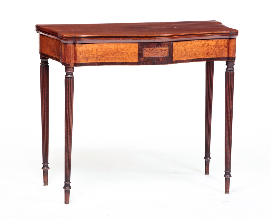 Appraisal: AMERICAN SHERATON CARD TABLE Second quarter th century mahogany and