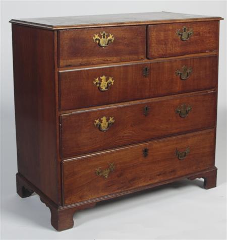 Appraisal: A George III oak chest the moulded rectangular top over