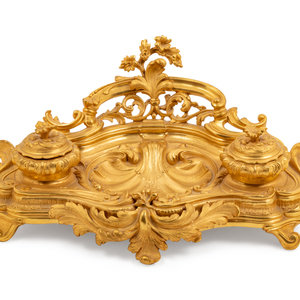 Appraisal: A Louis XV Style Gilt Bronze Encrier th Century Width