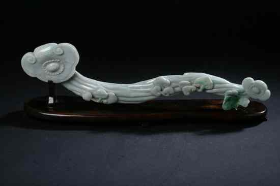 Appraisal: CHINESE APPLE GREEN AND CELADON JADEITE RUYI SCEPTRE - in